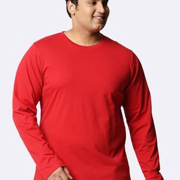 Bewakoof Plus Men Plus Size Red Cotton T-shirt-8