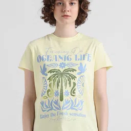 ONLY Typography Printed Round Neck Pure Cotton T-shirt-picture-14