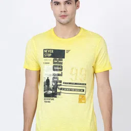 t-base Men Yellow Typography Printed Cotton T-shirt-image-18