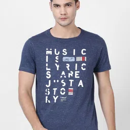 t-base Men Blue Typography Printed Cotton T-shirt-image-95