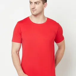 Purple State Round Neck Short Sleeves Cotton T-shirt-image-78