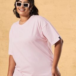 Bewakoof Plus Women V-Neck Extended Sleeves Raw Edge T-shirt-image-81