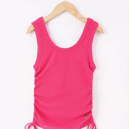 edheads Girls Ribbed Scoop Neck Sleeveless Ruched Cotton Casual Top-image-85