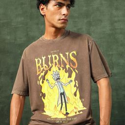 Bewakoof Graphic Printed Pure Cotton Oversized T-shirt-image-9