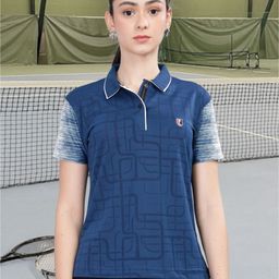 STELLERS Women Moisture Wicking Geometric Printed Polo Collar T-shirt-picture-5
