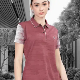 STELLERS Women Moisture Wicking Self Design Polo Collar T-shirt-picture-13