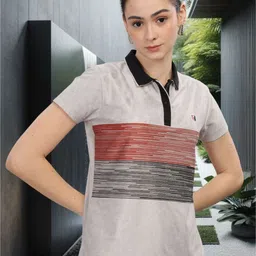 STELLERS Women Moisture Wicking Striped Polo Collar T-shirt-image-34