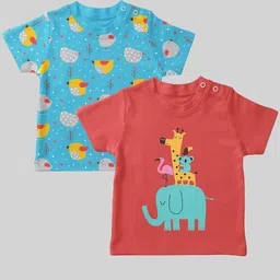 Mojua Kids Set Of 2 Graphic Printed Bio Finish Cotton T-shirt-12