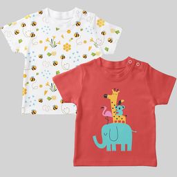 Mojua Kids Set Of 2 Graphic Printed Bio Finish Cotton T-shirt-17