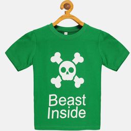 OBOW Boys Green Printed Bio Finish Cotton T-shirt-image-36