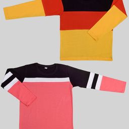 Mojua Boys Pack Of 2 Colourblocked Bio Finish Cotton T-shirt-image-97