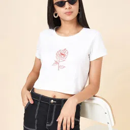 Coolsters by Pantaloons Girls Floral Printed Round Neck Crop T-shirt-image-56