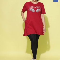 9shines Plus Size Label Pack Of 2 Graphic Printed Cotton Longline Lounge T-shirts-picture-24