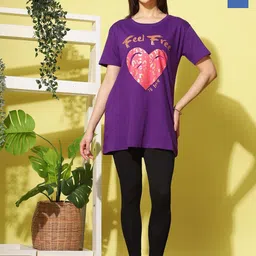 9shines Label Pack Of 2 Graphic Printed Cotton Longline Lounge T-shirts-image-33