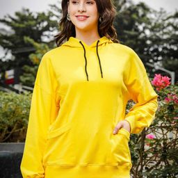 ONE SKY Women Solid Hooded Neck Pockets T-shirt-image-51