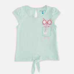 Pantaloons Baby Girls Sea Green Placement Print Cotton Top-picture-14