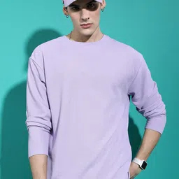 Highlander Men Lavender Drop Shoulder Oversized Popcorn Structure T- shirt-picture-37