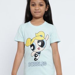 METTLE Girls Powerpuff Girl Printed Round Neck Cotton Regular Fit T-shirt-picture-4