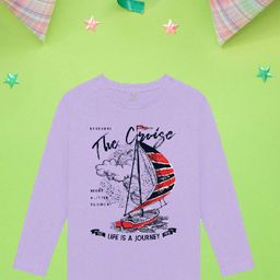 NUSYL Boys Purple Printed V-Neck Applique T-shirt-image-64