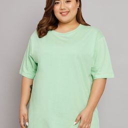 Funday Fashion Drop-Shoulder Sleeves Oversized Loose Cotton T-Shirt-86
