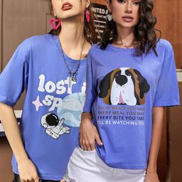 Christy World Pack Of 2 Printed Oversized Cotton T-shirts-image-60