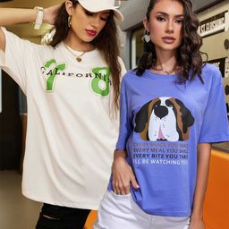 Christy World Pack Of 2 Printed Oversized Cotton T-shirts-image-23