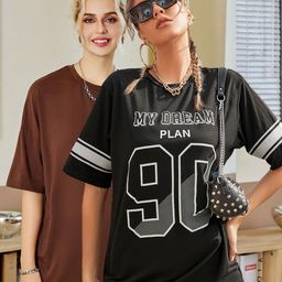 Christy World Women Pack of 2 Printed Oversized Cotton T-shirts-image-95