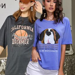 Christy World Pack Of 2 Printed Oversized Cotton T-shirts-picture-17