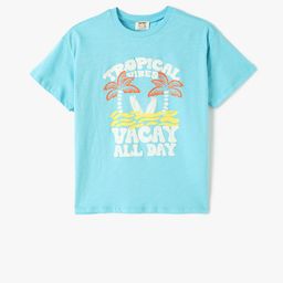 Koton Boys Round Neck Short Sleeves Typographic Printed Regular Fit Cotton T-shirt-picture-6