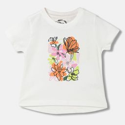 Blue Giraffe Girls Printed Round Neck Tropical Cotton T-shirt-image-7