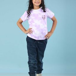 NUSYL Girls Dyed High Neck Monochrome Raw Edge T-shirt-image-75