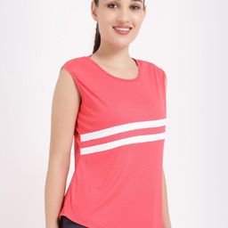 STUDIOACTIV Women Striped Coral Sports T-shirt-image-43