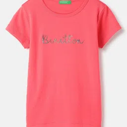 United Colors of Benetton Girls Printed Pure Cotton Applique T-shirt-picture-35