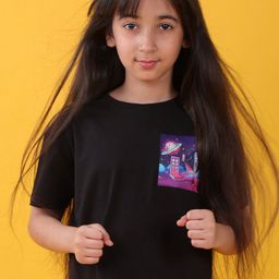 Anthrilo Girls Graphic Printed Drop Shoulder Pure Cotton T-shirt-image-36