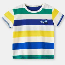 StyleCast Boys White & Blue Striped Pure Cotton Casual T-shirt-image-43