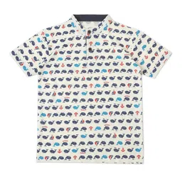 earth conscious Boys Conversational Printed Pure Cotton Mandarin Collar T-shirt-image-77