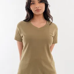 Halff Grey Premium Cotton V-Neck T-shirt-image-9