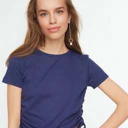 Trendyol Women Round Neck Pure Cotton T-shirt-picture-13