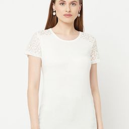 Espresso Women Off White Solid T-shirt-55