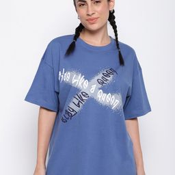 Belliskey Women Typography Printed Loose T-shirt-picture-2