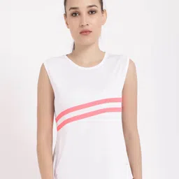 STUDIOACTIV Women White & Pink Striped T-shirt-picture-14