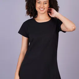 Breezly Round Neck Pure Cotton Longline Regular Fit T-shirt-image-75