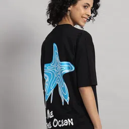 GRIFFEL Printed Round Neck Applique Cotton Oversized T-shirt-image-52