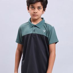 Technosport Boys Colourblocked Polo Collar Antimicrobial Slim Fit Sports T-shirt-image-57