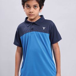 Technosport Boys Colourblocked Polo Collar Antimicrobial Slim Fit Sports T-shirt-image-60