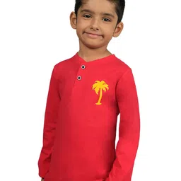 3PIN Boys Red & Yellow Mandarin Collar T-shirt-image-78