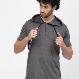 Kalt Colourblocked Hooded Short Sleeves T-shirt-picture-1