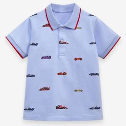 LULU & SKY Boys Printed Polo Collar Applique T-shirt-image-59
