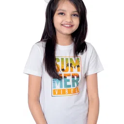 ONE SKY Girls Typography Printed Polo Collar Applique T-shirt-picture-29