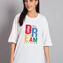 Imsa Moda Typography Printed Drop Shoulder Sleeves Oversized Cotton T-shirt-image-42